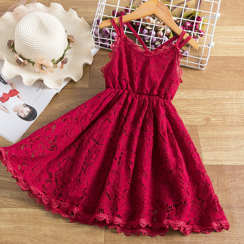 Children's Embroidered Skirt Lace Dress
