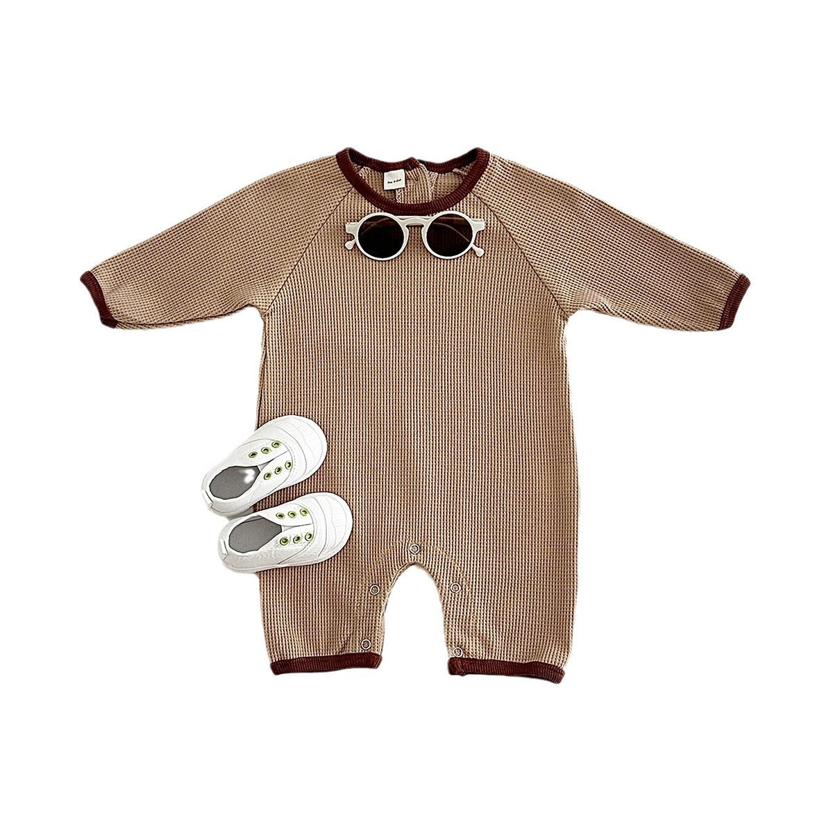 Baby Waffle Short Sleeve Rompers