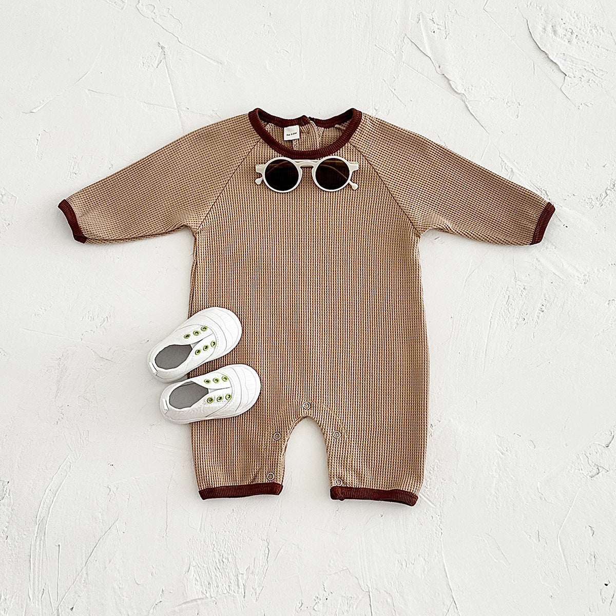 Baby Waffle Short Sleeve Rompers