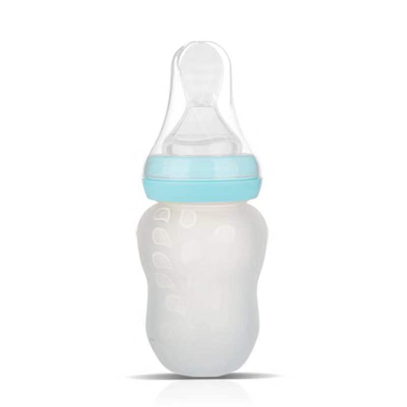 Wide caliber 180mL silicone spoon feeding bottle