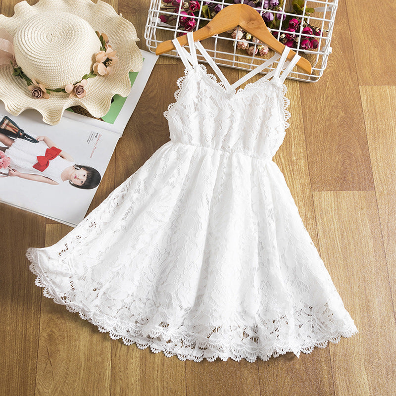 Children's Embroidered Skirt Lace Dress