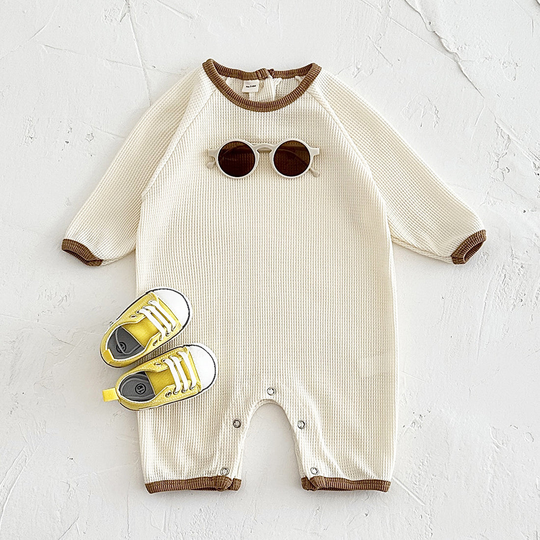 Baby Waffle Short Sleeve Rompers