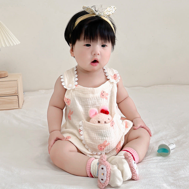 Cute Baby Gauze Triangle Rompers