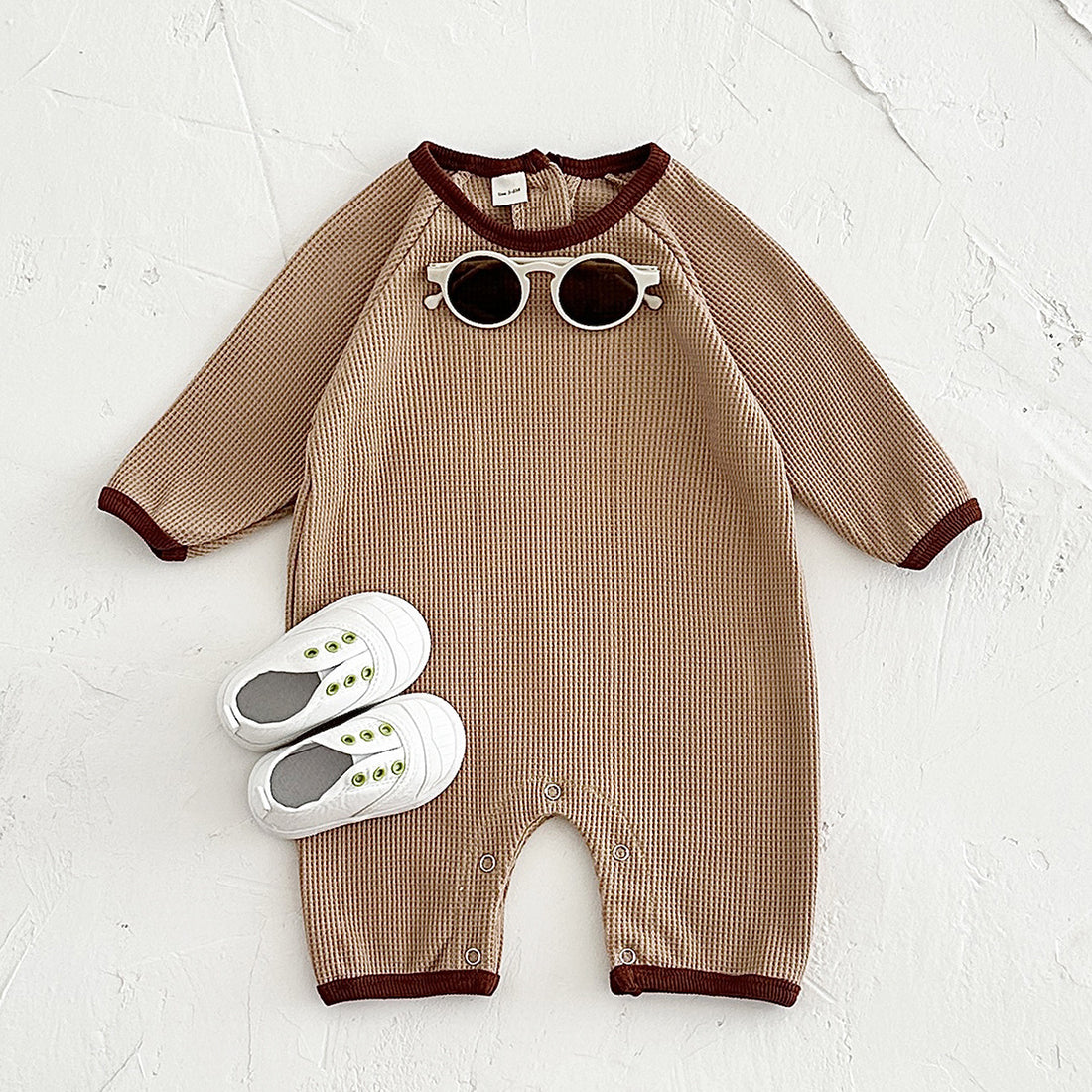 Baby Waffle Short Sleeve Rompers