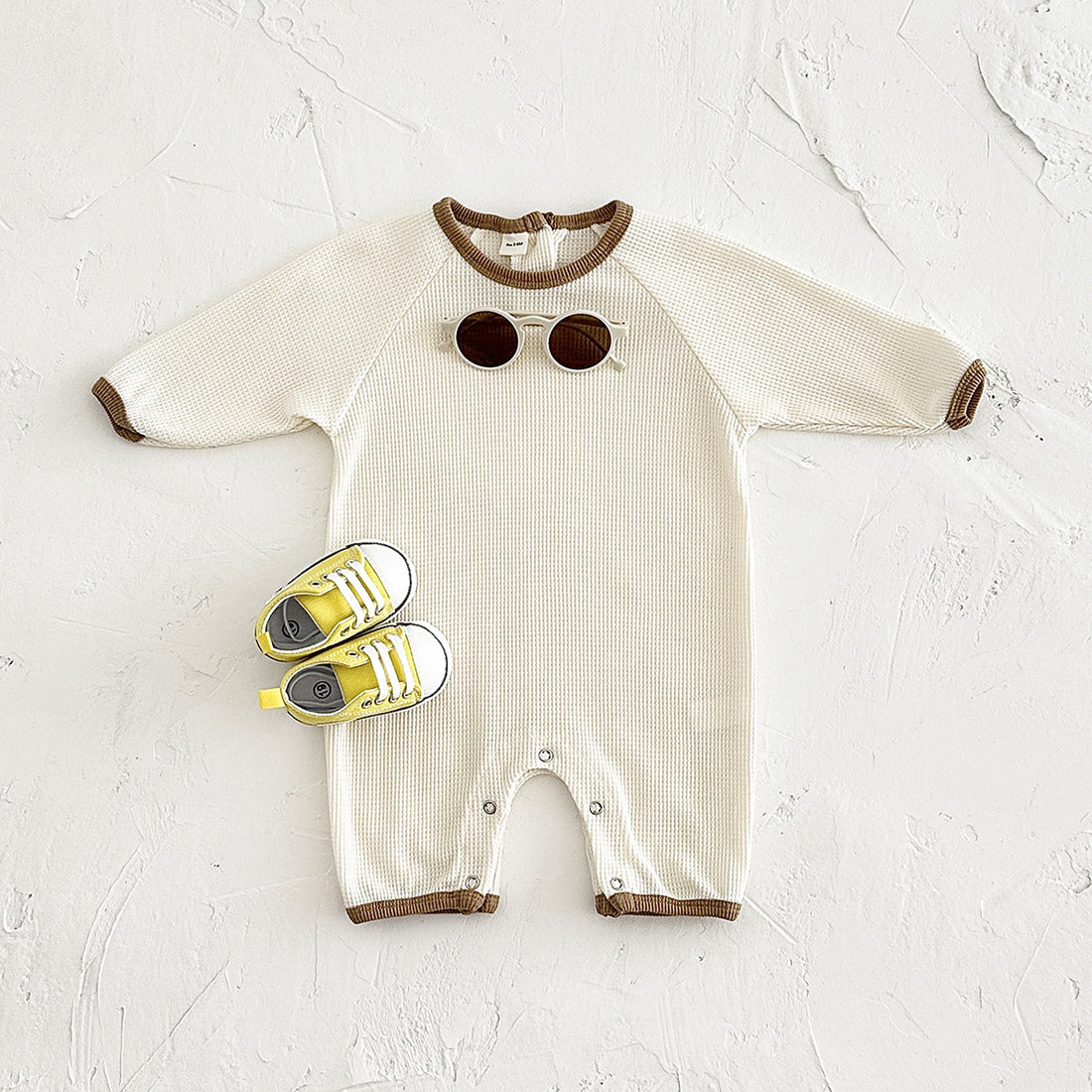 Baby Waffle Short Sleeve Rompers