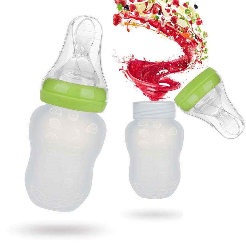 Wide caliber 180mL silicone spoon feeding bottle