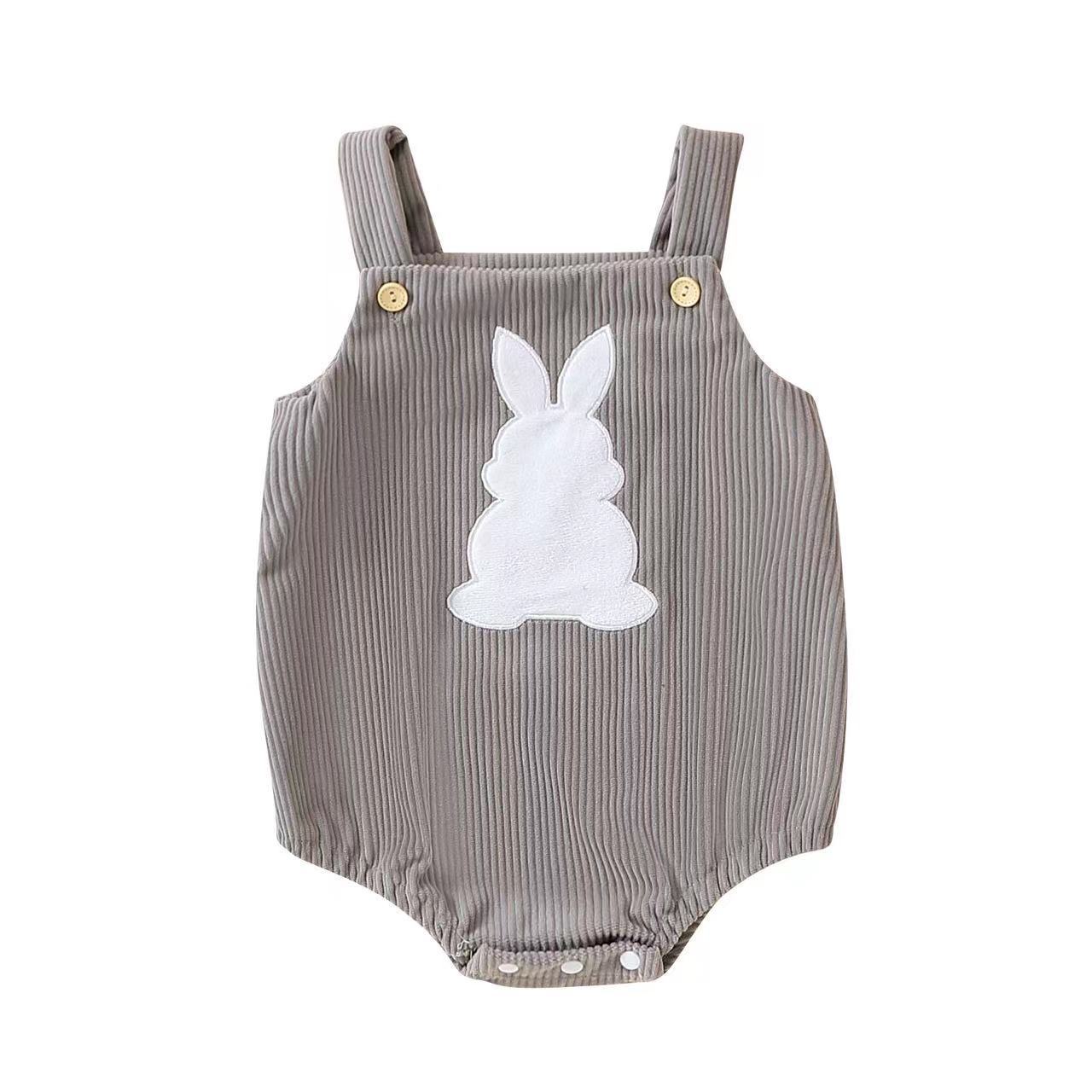 Baby Rabbit Embroidered Two-tone Sling Triangle Rompers