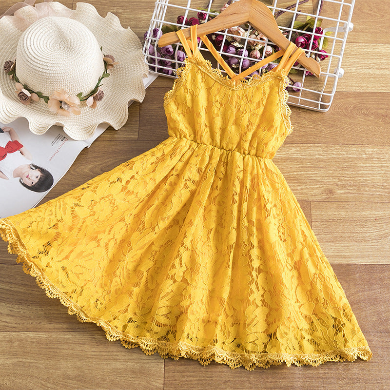 Children's Embroidered Skirt Lace Dress
